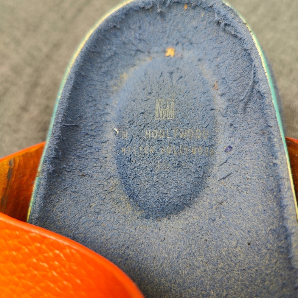 N.Hoolywood Mens Sandals 9.5 Orange Colorblock Buckle Slides Streetwear Japan - Picture 4 of 11